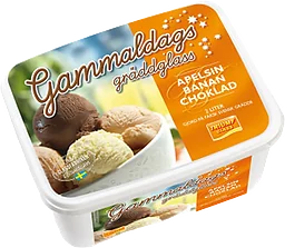 Gammaldags gräddglass Apelsin banan choklad 2l Triumf Glass