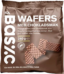 Chokladwafers Hasselnötsfyllning 240g ICA Basic