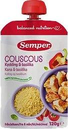 Barnmat Couscous & kyckling 6m 120g Semper