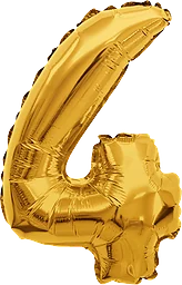 Folieballong Nr 4 Guld Happy Party