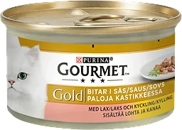 Kattmat Lax & kyckling i sås 85g Gourmet