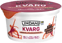 Kvarg Persika & Passionsmak Utan tillsatt socker 0,2% 150g Lindahls