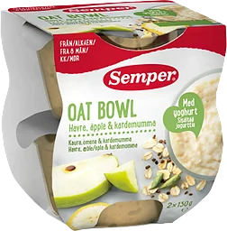 Barnmat Oat bowl Havre Äpple Kardemumma 8m 2-p 260g Semper