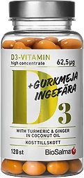Vitamin D3 Gurkmeja Ingefära 120-p BioSalma