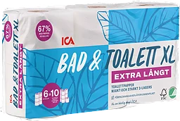 Toalettpapper Bad & Toalett Extra Långt 6-p ICA
