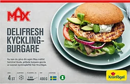Delifresh kycklingburgare Fryst 400g Max