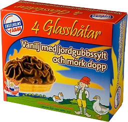 Glassbåt Vanilj med jordgubbssylt 65g 4-p Engelholms Glass