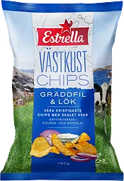 Västkustchips Gräddfil & Lök 180g Estrella