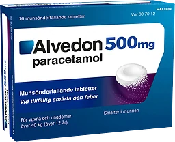 Smärtstillande Munsönderfallande Tablett 500mg 16-p Alvedon
