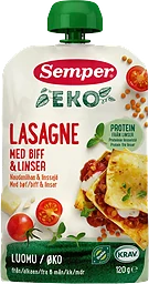 Barnmat Lasagne biff & linser 6m 120g KRAV Semper