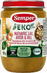 Barnmat Havre Lax Ärtor 6m Ekologisk 190g KRAV Semper