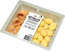Köttbullar och kokt kulpotatis med gräddsås 400g ICA