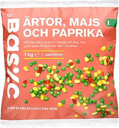 Ärtor majs paprika Fryst 1kg ICA Basic