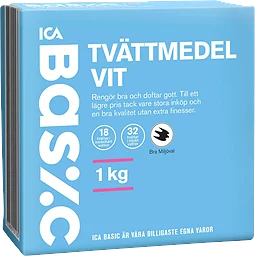 Tvättmedel Vit 1kg Miljömärkt ICA Basic