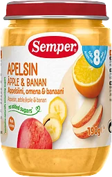 Apelsin äpple & banan Från 8m 190g Semper