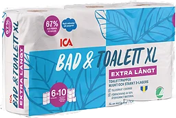 Toalettpapper Bad & toalett XL 6-p Miljömärkt ICA