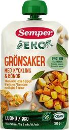 Barnmat Grönsaker med kyckling & bönor 6m 120g KRAV Semper