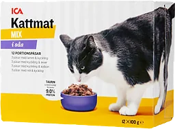 Kattmat Kött i sås 12-p 1,2kg ICA