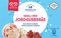 Vanilj med Jordgubbssås Gräddglass