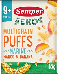 Multigrain puffs mango & banana 9m 18g Semper