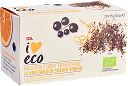 Grönt te Apelsin & svartvinbär Ekologisk 20-p ICA I love eco