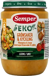 Barnmat Grönsaker & Kyckling 6m Ekologisk 190g Semper