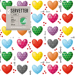 Servett 33cm Heart 20-p ICA