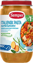 Barnmat Italiensk pasta med fisk & gröna bönor 1år 235g Semper