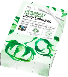 Ekologiska Bomullspinnar 200p Miljömärkt ICA Hjärtat
