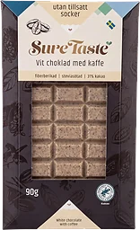 Vit Choklad Med Kaffe Utan Tillsatt Socker 90g SureTaste