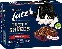 Kattmat Tasty Shreds Farm Selection 12-p 960g Latz