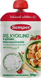 Barnmat Ris, kyckling & grönsaker 6m 120g Semper