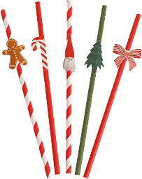 Sugrör Jul blandade motiv 20cm 10-p Festive