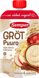 Gröt med äpple, banan & kanel 6m 120g Semper