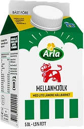 Mellanmjölk Lång hållbarhet 1,5% 5dl Arla Ko®
