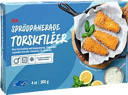 Sprödpanerad torskfilé 4-p Fryst 360g ICA