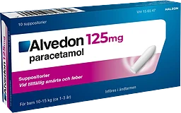 Smärtstillande Suppositorier Barn 10-15kg 125mg 10-p Alvedon