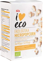 Micropopcorn Ekologiska 90g 3-p ICA I love eco