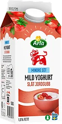 Yoghurt Mild Jordgubb 1,5% lättsockrad 1500g Arla Ko®