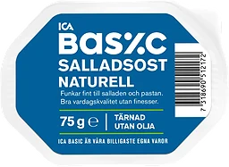 Salladsost naturell tärnad 75g ICA Basic