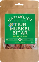 Hundgodis Naturligt Tjurmuskelbitar 50g Naturligt