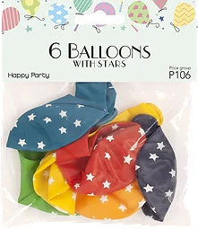 Ballong med stjärnor 6-p Happy Party