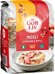 Müsli Jordgubb & äpple 750g ICA Gott Liv