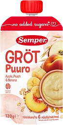 Gröt med äpple, persika & banan 6m 120g Semper