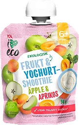 Frukt & Yoghurtsmoothie äpple & aprikos 6m 90g  ICA I love eco