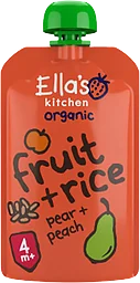 Fruktris med Persika & päron Från 4m Ekologisk 120g Ellas Kitchen