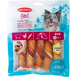 Hundtugg 3in1 Tuggben Kyckl&Morot Best 5st friend
