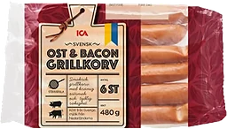 Grillkorv Ost & bacon 480g ICA