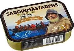 Sardiner Delikatessrökta i rapsolja 100g Sardinmästarens