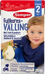 Fullkornsvälling Frukt & yoghurt Drickfärdig Från 2år 250ml Semper